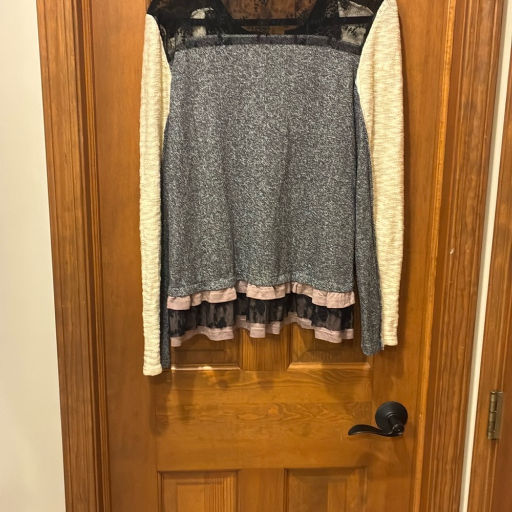 BKE Cream Black Cardigan whimsigoth dark fairy core dark boho large - Picture 6 of 13